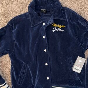NWT Navy Blue Embroidered U of Michigan Women's Jacket - Size L